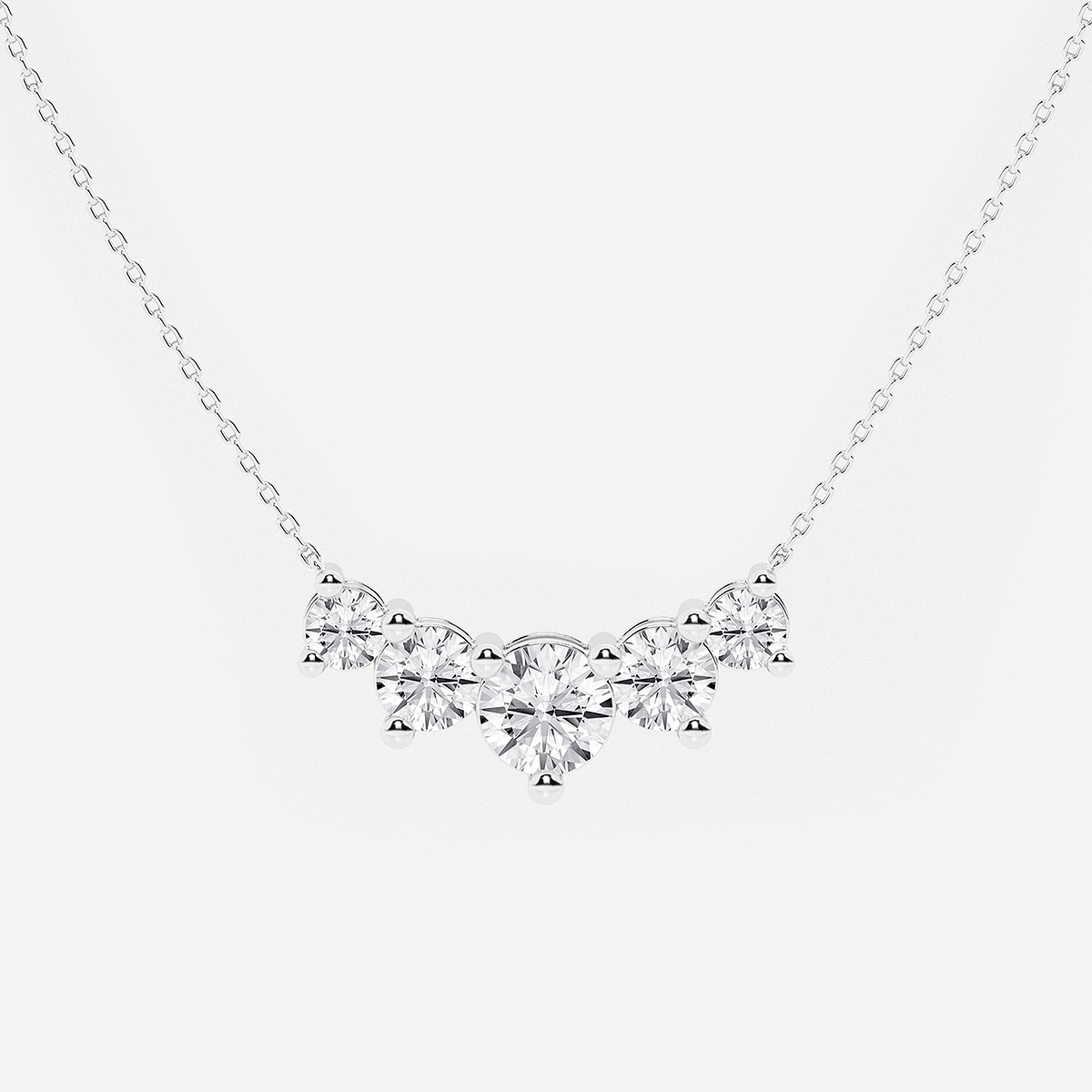 Additional Image 1 for  3 ctw Round Lab Grown Diamond Five Stone Demi Eternity Necklace